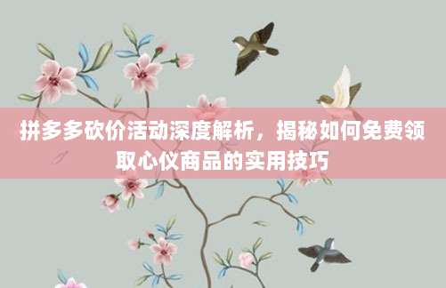 拼多多砍价活动深度解析,揭秘如何免费领取心仪商品的实用技巧-第1张图片-拼多多助力 拼多多砍价活动深度解析,揭秘如何免费领取心仪商品的实用技巧-第1张图片-拼多多助力