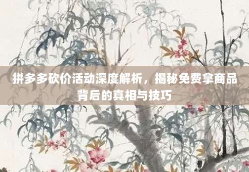 拼多多砍价活动深度解析,揭秘免费拿商品背后的真相与技巧-第1张图片-拼多多助力 拼多多砍价活动深度解析,揭秘免费拿商品背后的真相与技巧-第1张图片-拼多多助力