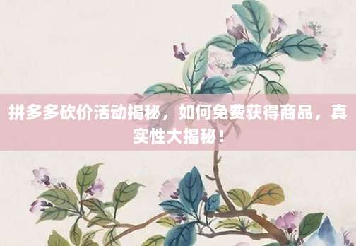 拼多多砍价活动揭秘,如何免费获得商品,真实性大揭秘!-第1张图片-拼多多助力 拼多多砍价活动揭秘,如何免费获得商品,真实性大揭秘!-第1张图片-拼多多助力