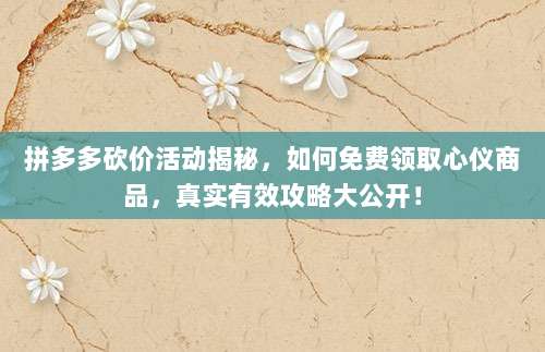 拼多多砍价活动揭秘，如何免费领取心仪商品，真实有效攻略大公开！-第1张图片-拼多多助力