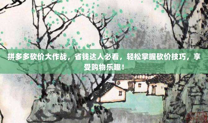 拼多多砍价大作战，省钱达人必看，轻松掌握砍价技巧，享受购物乐趣！-第1张图片-拼多多助力