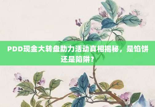 PDD现金大转盘助力活动真相揭秘,是馅饼还是陷阱?-第1张图片-拼多多助力 PDD现金大转盘助力活动真相揭秘,是馅饼还是陷阱?-第1张图片-拼多多助力