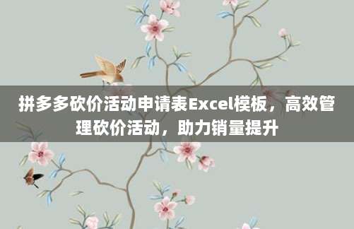 拼多多砍价活动申请表Excel模板,高效管理砍价活动,助力销量提升-第1张图片-拼多多助力 拼多多砍价活动申请表Excel模板,高效管理砍价活动,助力销量提升-第1张图片-拼多多助力