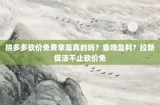拼多多砍价免费拿是真的吗？靠啥盈利？拉新促活不止砍价免-第1张图片-拼多多助力