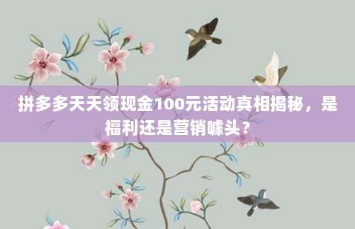 拼多多天天领现金100元活动真相揭秘，是福利还是营销噱头？-第1张图片-拼多多助力
