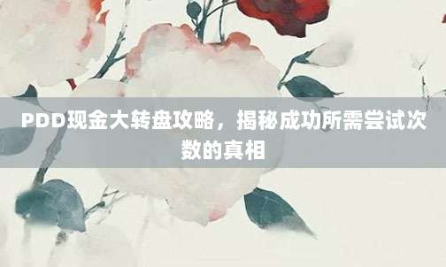 PDD现金大转盘攻略,揭秘成功所需尝试次数的真相-第1张图片-拼多多助力 PDD现金大转盘攻略,揭秘成功所需尝试次数的真相-第1张图片-拼多多助力