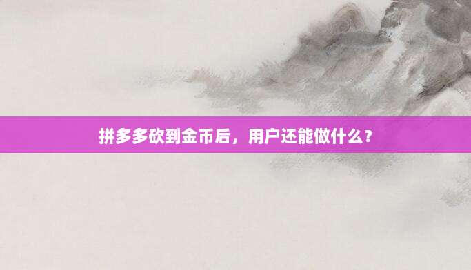 拼多多砍到金币后,用户还能做什么?-第1张图片-拼多多助力 拼多多砍到金币后,用户还能做什么?-第1张图片-拼多多助力