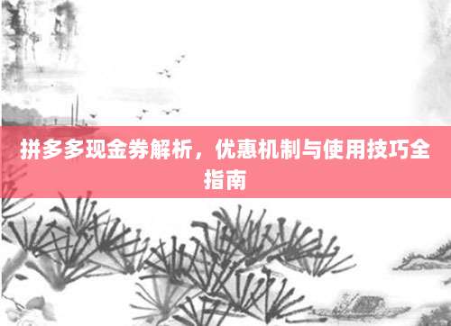 拼多多现金券解析,优惠机制与使用技巧全指南-第1张图片-拼多多助力 拼多多现金券解析,优惠机制与使用技巧全指南-第1张图片-拼多多助力