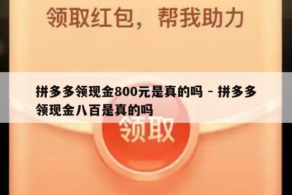 拼多多领现金800元是真的吗 - 拼多多领现金八百是真的吗-第1张图片-拼多多助力