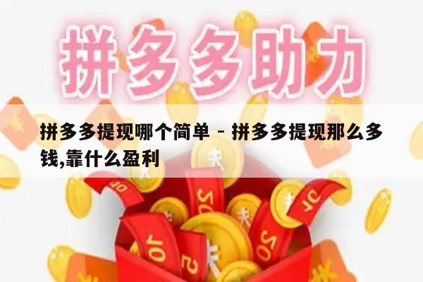 拼多多提现哪个简单 - 拼多多提现那么多钱,靠什么盈利-第1张图片-拼多多助力