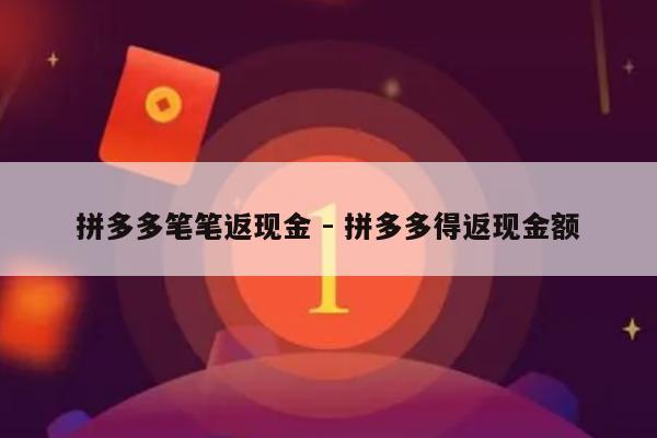 拼多多笔笔返现金 - 拼多多得返现金额-第1张图片-拼多多助力
