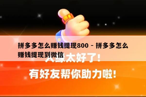 拼多多怎么赚钱提现800 - 拼多多怎么赚钱提现到微信-第1张图片-拼多多助力