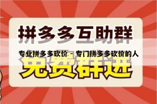 专业拼多多砍价 - 专门拼多多砍价的人-第1张图片-拼多多助力