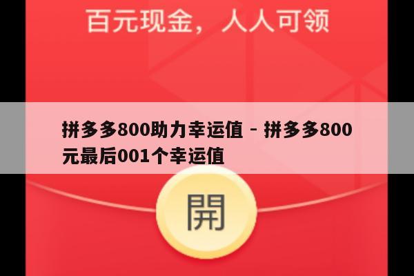拼多多800助力幸运值 - 拼多多800元最后001个幸运值-第1张图片-拼多多助力