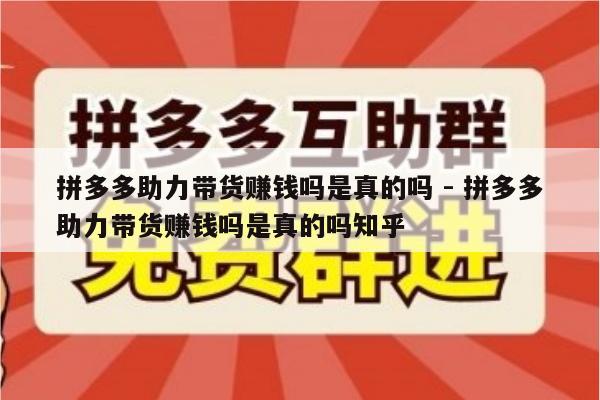 拼多多助力带货赚钱吗是真的吗 - 拼多多助力带货赚钱吗是真的吗知乎-第1张图片-拼多多助力