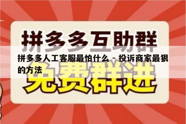 拼多多人工客服最怕什么 - 投诉商家最狠的方法-第1张图片-拼多多助力