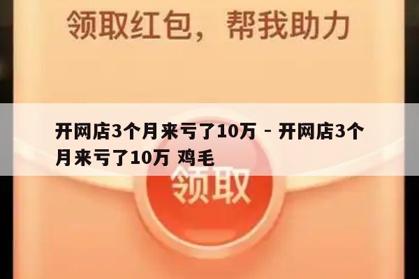 开网店3个月来亏了10万 - 开网店3个月来亏了10万 鸡毛-第1张图片-拼多多助力