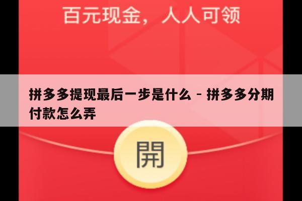 拼多多提现最后一步是什么 - 拼多多分期付款怎么弄-第1张图片-拼多多助力