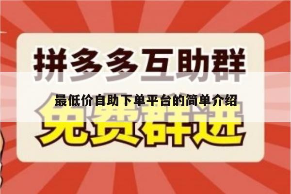 最低价自助下单平台的简单介绍-第1张图片-拼多多助力