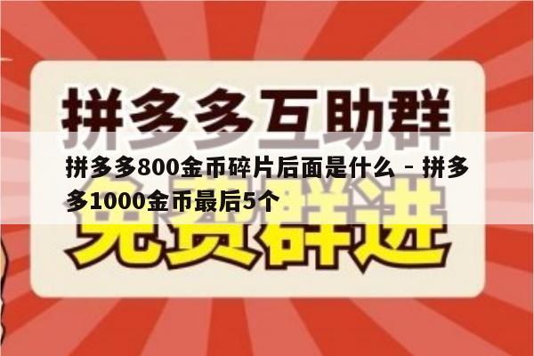 拼多多800金币碎片后面是什么 - 拼多多1000金币最后5个-第1张图片-拼多多助力